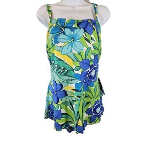 Maxine of Hollywood Swimsuit Womens 12 Skirted One Piece Floral Vintage Style